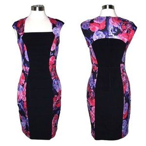 DB M floral bodycon dress black purple pink rose print